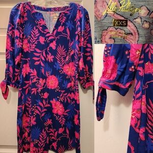 Lilly Pulitzer Cath Dress • Blue Med Never Ending Summer • 3/4 Sleeves • XXS